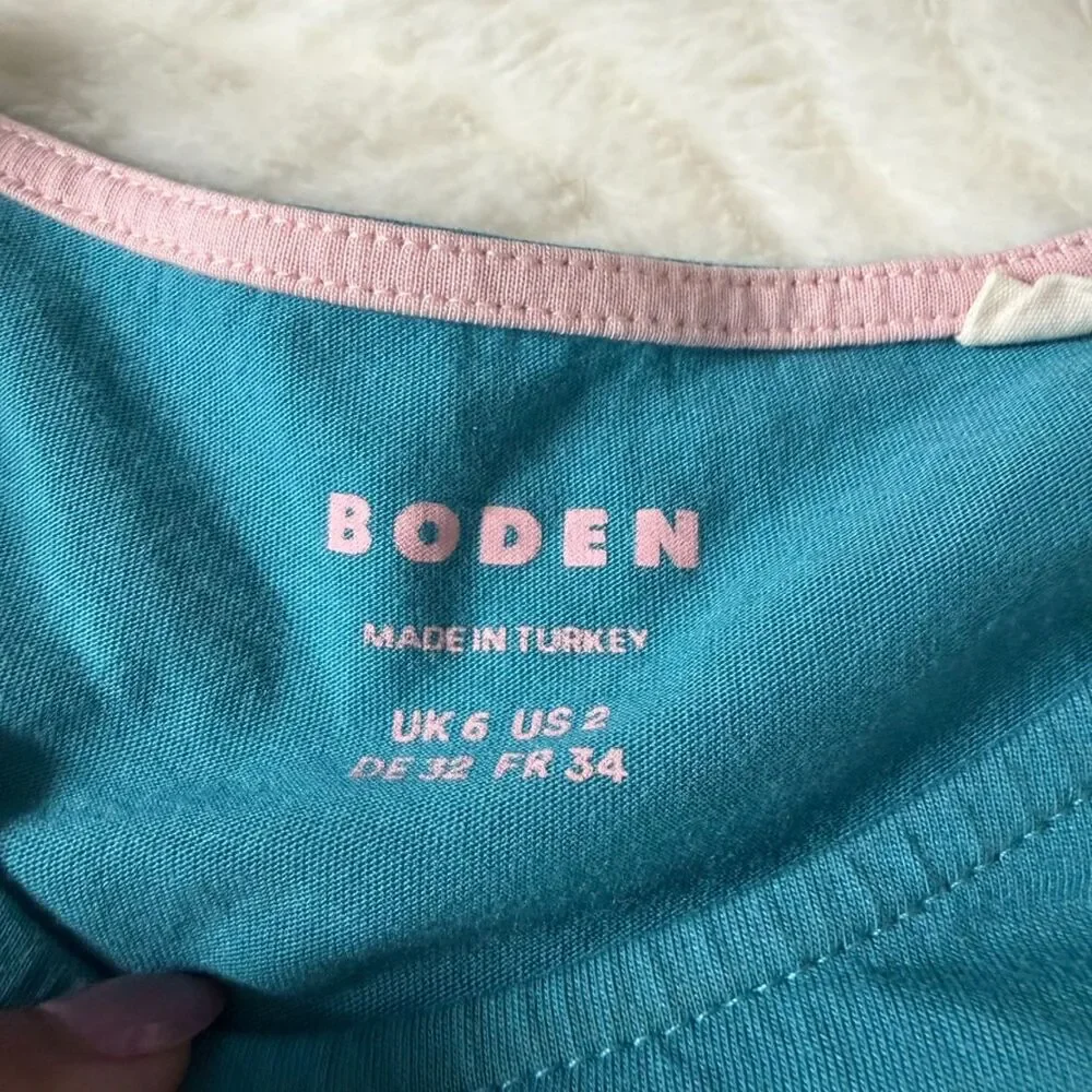 Boden Teal Blue Puff Sleeve Long Sleeve Top Size US 2 / UK 6